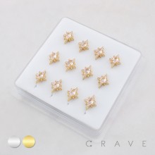 DIMENSIONAL MULTI CZ STARBURST CZ POLISH 316L SURGICAL STEEL L-SHAPE NOSE RING BOX